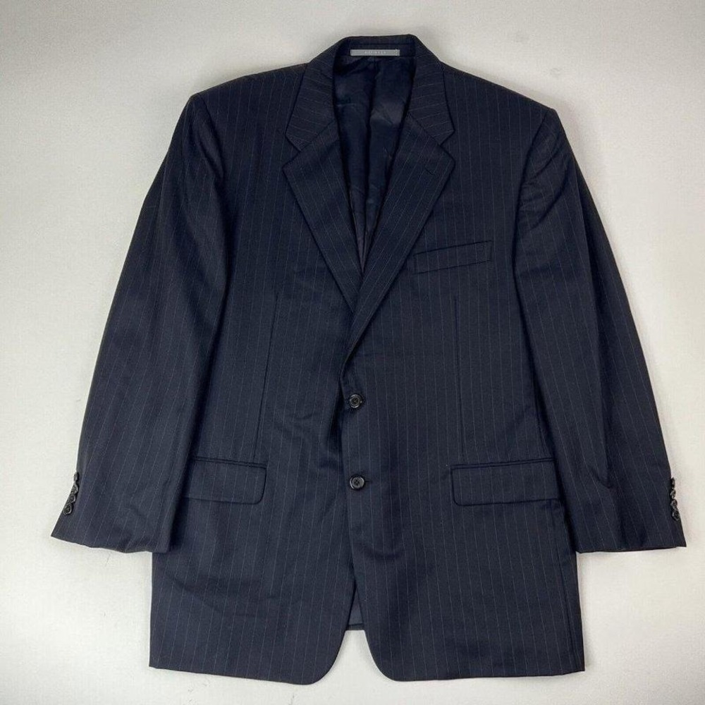 Hickey Freeman Blue w/ Gray Stripe Loro Piana Super 130 2 Btn/Vent Blazer 46R
